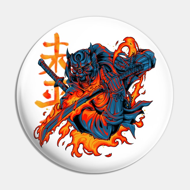 Flame Samurai Pin by TimeSkiff