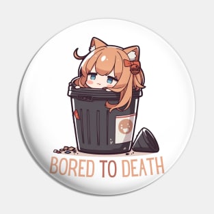 Chibi Cat Bored Anime Pin
