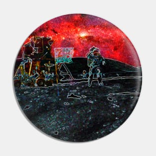 Trippy Moon landing flag salute with amazing sky Pin