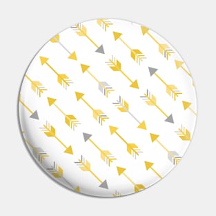 Yellow Gray Tribal Arrows Pattern Indian Indigenous Pin