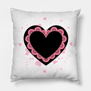 Black and Pink Heart Valentines Day Pillow