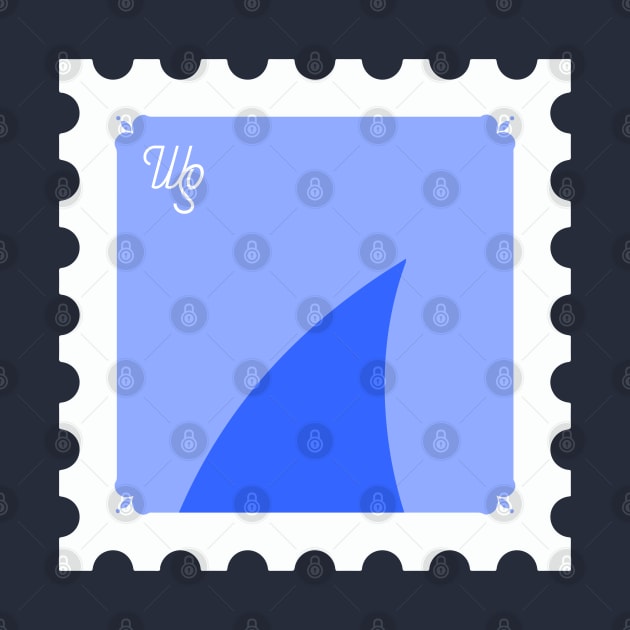 Wool Shark Fin Blue Stamp Illustration by WoolShark