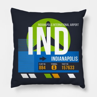 Indianapolis (IND) Airport // Retro Sunset Baggage Tag Pillow