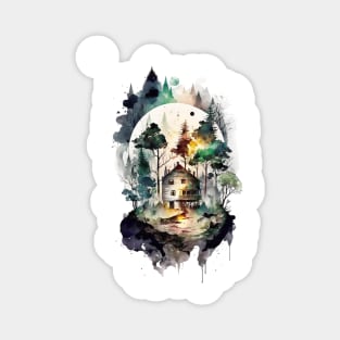 Cozy forest house surrounded with trees 4 Magnet