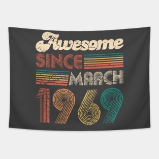 50th Birthday Gift - Vintage March 1969 Women Men Retro Vintage Bday Tapestry