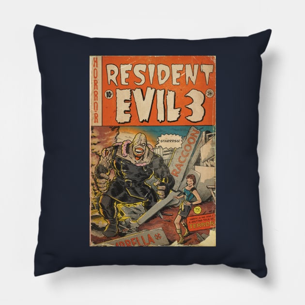 Resident Evil 3 fan art comic book cover Pillow by MarkScicluna