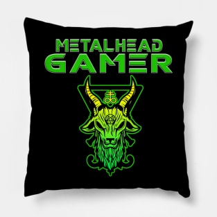 Metalhead Gamer Baphomet Green Pillow