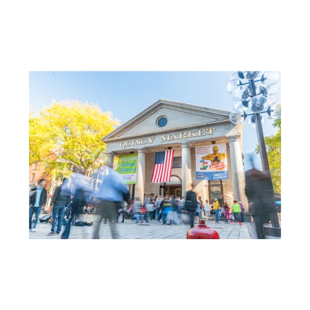 Boston USA - October 13 2014; Quincy Market hall in Faneuil Hall Marketplace an historic and popular retail market with local and tourists. by brians101