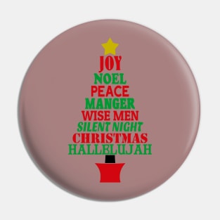 A Wordy Christmas Tree Pin