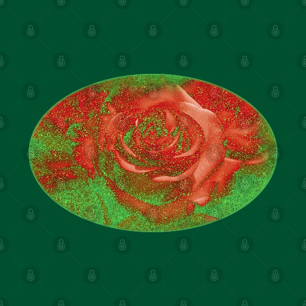 romantic red roses and green glitter pattern for flowers lovers by designsbyxarah