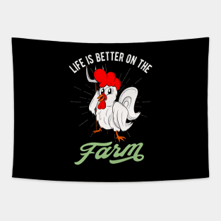 Chicken Life is better on the Farm Rooster Tapestry