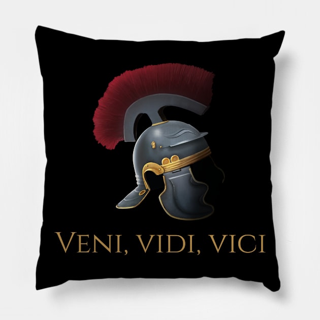 Veni Vidi Vici - Ancient Roman Legionary Helmet - SPQR Rome Pillow by Styr Designs