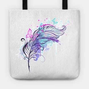 Feather with Butterflies ( Tattoo Style ) Tote