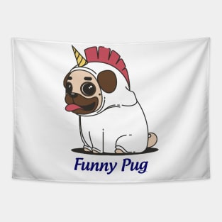 funny pug Tapestry