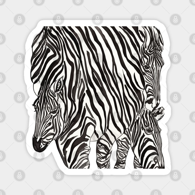 Modern Black And White Zebra Stripes Pattern African Wildlife Magnet by ZAZIZU