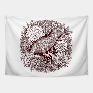 The Iguana's Monochrome Charm Tapestry