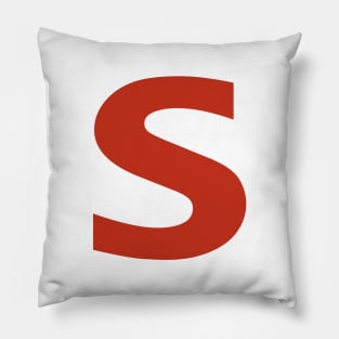 Letter s in Red Text Minimal Typography Pillow