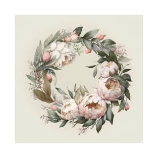 Pink and White Peony Wreath T-Shirt