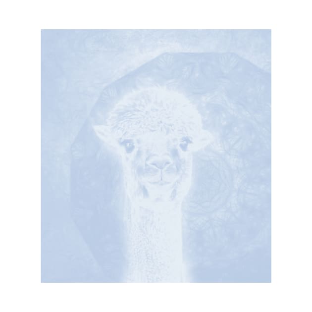 Ghostly alpaca and mandala in serenity blue by hereswendy