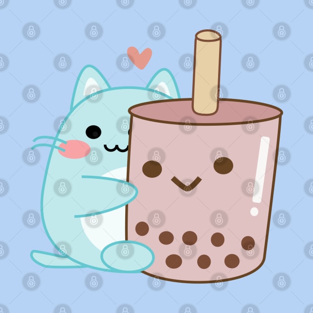 Cute Cat drinking bubble milk tea by wienterd