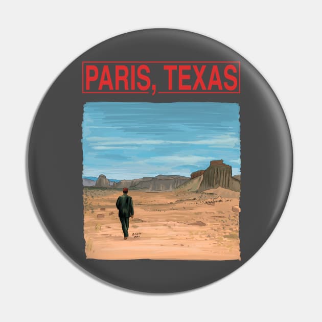 Paris Texas Movie Illustration with Title Pin by burrotees