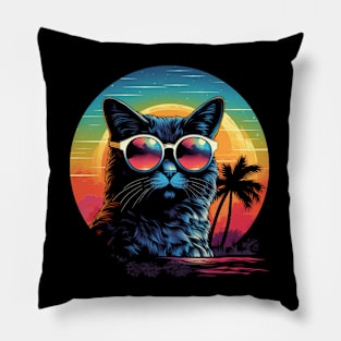 Retro Wave Cymric Cat Shirt Pillow