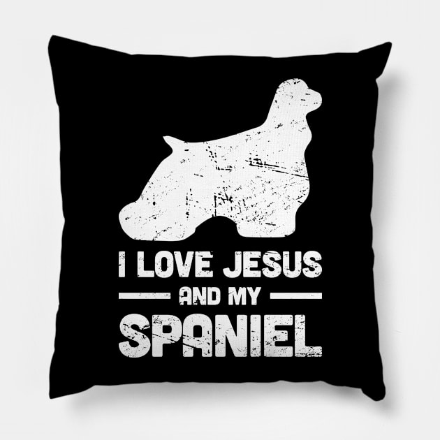 Spaniel - Funny Jesus Christian Dog Pillow by MeatMan