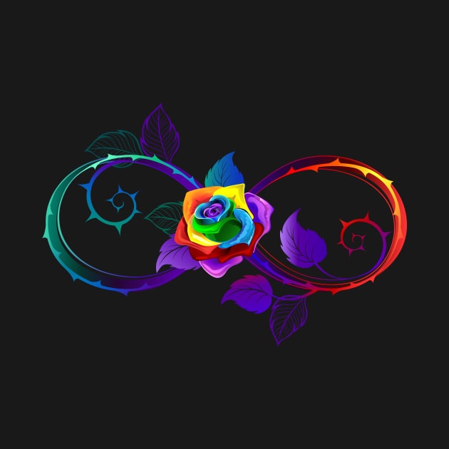 Bright Infinity with Rainbow Rose by Blackmoon9