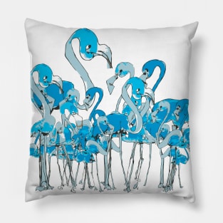 Blue Flamingos Pillow