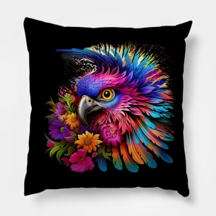 Illustration - Vibrant Vector Parrot, Colorful Feathers, and Matching Hues - a Burst of Music-inspired Art. Pillow