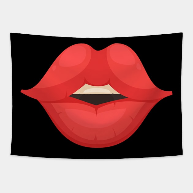 Kiss Mouth Tapestry by Flipodesigner