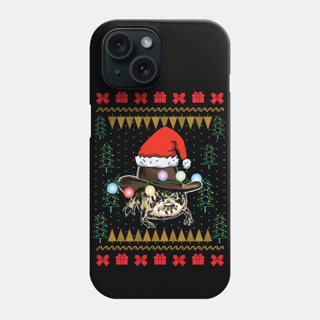 Howdy Rain Frog Ugly Christmas Sweater Phone Case by okpinsArtDesign