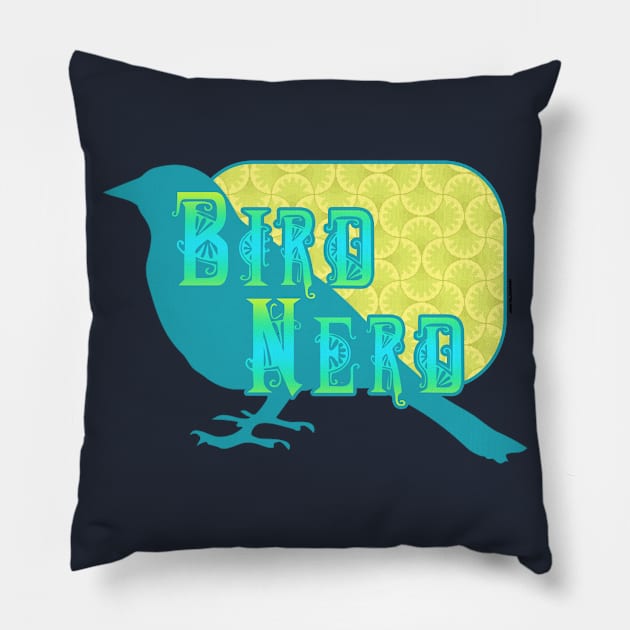 Bird Nerd Vintage Pillow by Spilled Ink