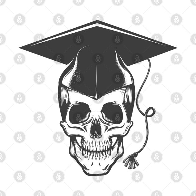 Human skull in Bachelor graduation cap by devaleta