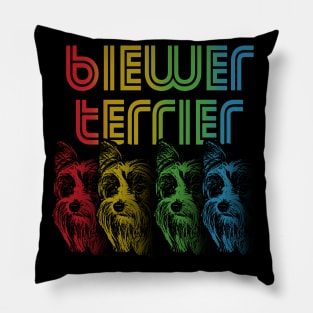 Cool Retro Groovy Biewer Terrier Dog Pillow