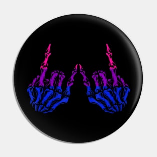 Skeleton  Hand LGBT-Q Cool Bisexual Pride Color Bi Flag Pin