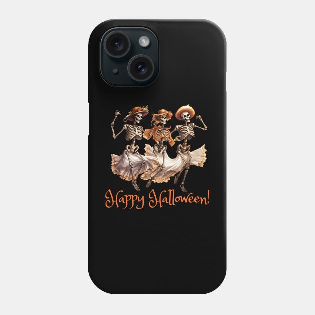 Glamour Ghouls Pretty Fashionable Skeletons Happy Halloween Phone Case by Dibble Dabble Designs