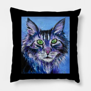 Wild Blue and Purple Cat Pillow