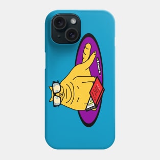 Funny Yellow Chonk Cat Wearing Glasses Reads Book Phone Case