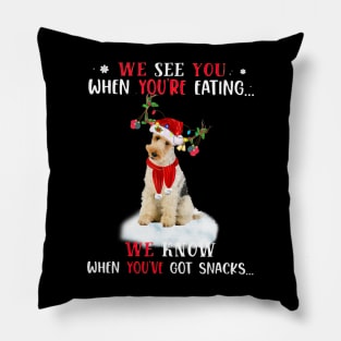 Santa Wire Fox Terrier Christmas Light Pajama Dog Xmas Pillow