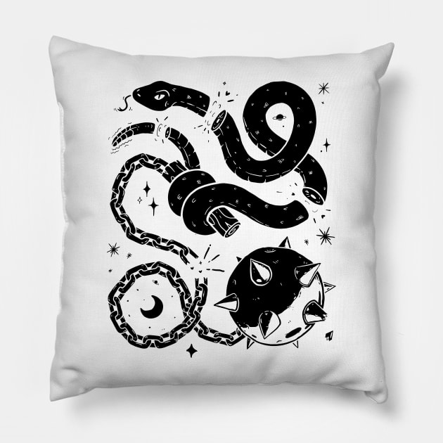 Snake Mace Pillow by B McCormick ART