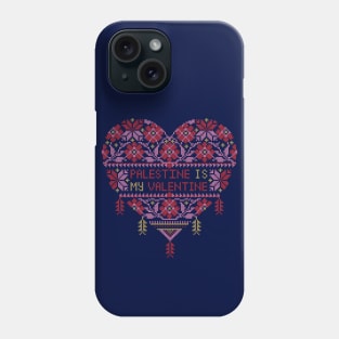 Palestine Is My Valentine Love Heart Embroidery Palestinian Tatreez Art - Light Phone Case