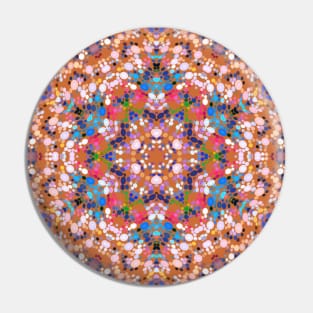 Dot Mandala Orange Blue Pink and White Pin