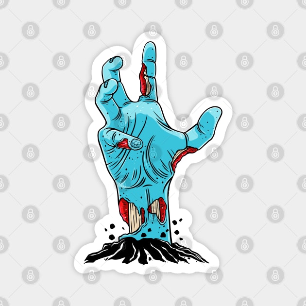 Creepy Zombie Cartoon Hand Rising from the Grave Magnet by OccultOmaStore