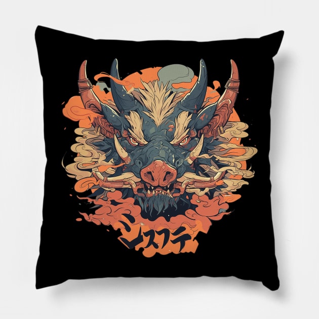 wild boar Pillow by peterdoraki