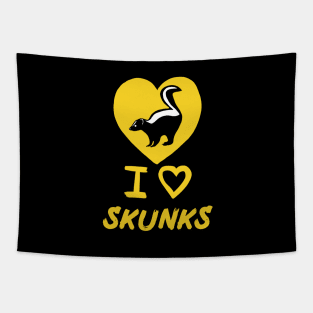 I Love Skunks for Skunk Lovers, Yellow Tapestry