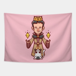 Cute King Witch With Hamster Cartoon Tapestry