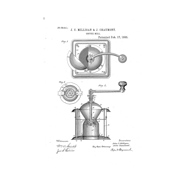 Coffee mill patent drawing by skstring