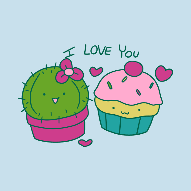 Cactus and Cupcake I Love You by saradaboru