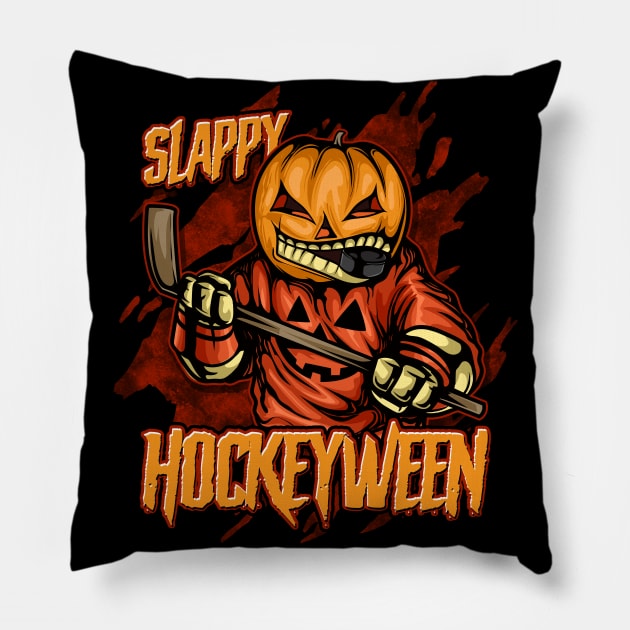 Hockey Slappy Hockeyween Sports Humor Pillow by E